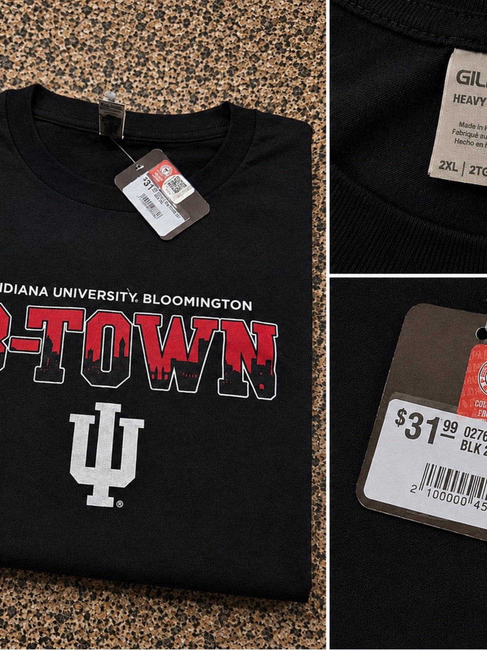 Gildan Black Tee with Red & White Indiana 'B-TOWN' Graphic